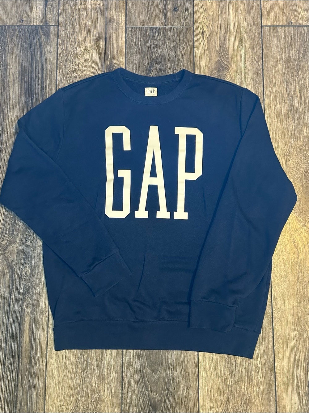 GAP Navy Logo Sweatshirt Large Classic Crewneck Cozy Casual - Picture 2 of 14